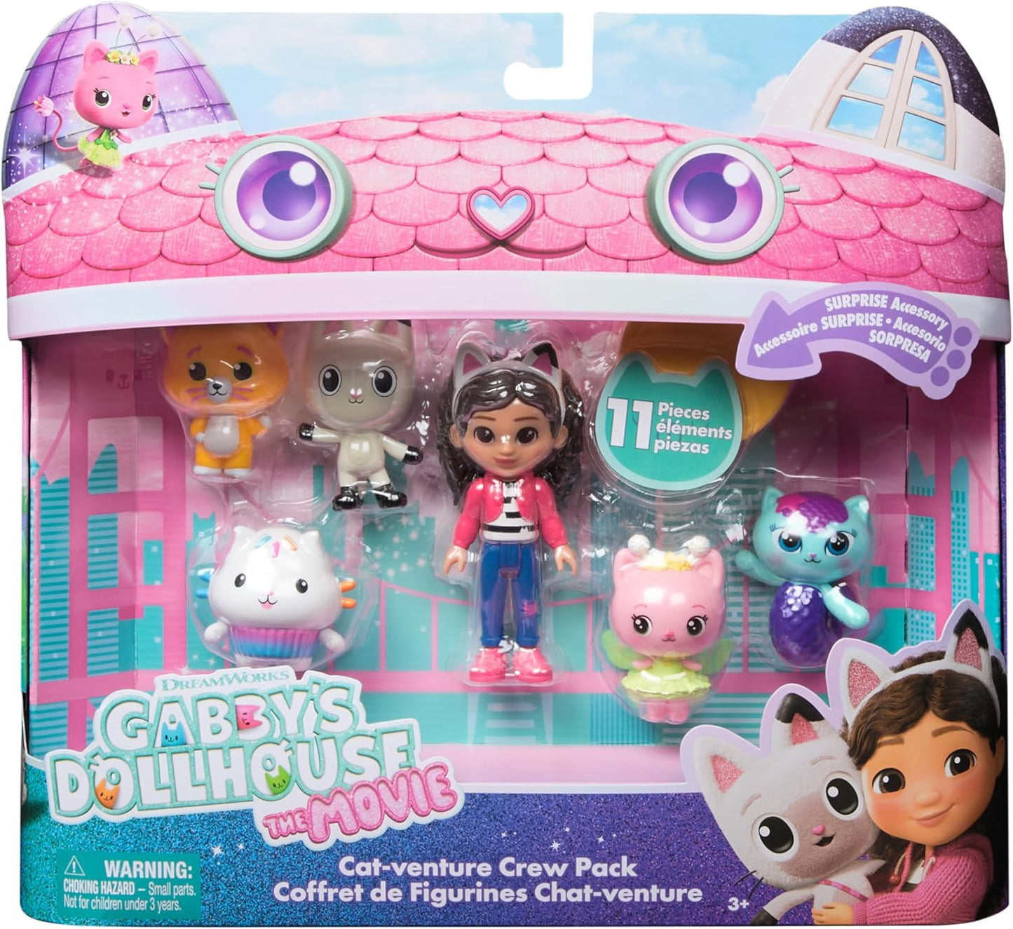 Gabby's Dollhouse: O Filme, Pacote da Equipe Cat-venture, Conjunto de 11 Figuras de Brinquedo com Acessórios, Brinquedos Infantis para Meninas e Meninos a partir de 3 Anos