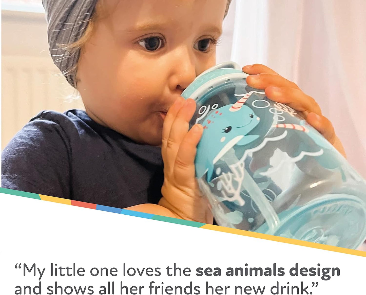 Nuby  Garrafa de água Mighty Swig - Copo com canudinho antiderramamento para crianças pequenas | 360 ml / 12 oz | Alça de transporte | Pode ir à máquina de lavar louça e ao micro-ondas | Copo adequado para crianças de 18 meses ou mais