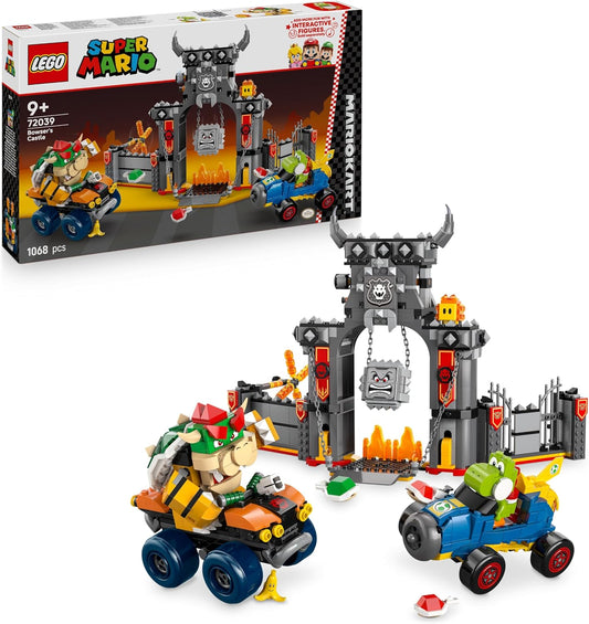 LEGO Super Mario: Mario Kart – Castelo do Bowser - Conjunto interativo com 2 carros e 4 figuras, incluindo Yoshi - Presente perfeito para crianças a partir de 9 anos - 72039