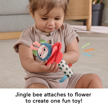 Brinquedos para Bebê Fisher-Price Planet Friends Shake ‘n Rattle Busy Bee, Conjunto de 2 Peças de Pelúcia Sensorial para Recém-Nascidos a partir de 3 Meses, HYR56