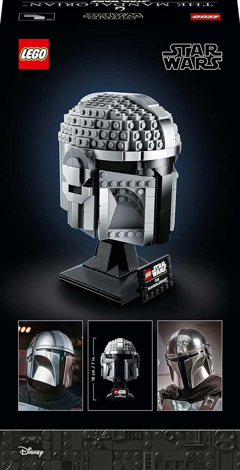 LEGO Star Wars Kit de construcción de modelo de casco mandaloriano, set de exhibición coleccionable para adultos, idea de regalo para hombres, mujeres, él o ella 75328