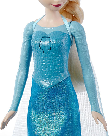 Mattel Boneca Disney Frozen Elsa que Canta "Let It Go" em 4 Idiomas | Boneca Fashion Musical Articulada que Canta em Inglês, Alemão, Italiano e Francês e Vem com Saia e Sapatos Removíveis, JDL58