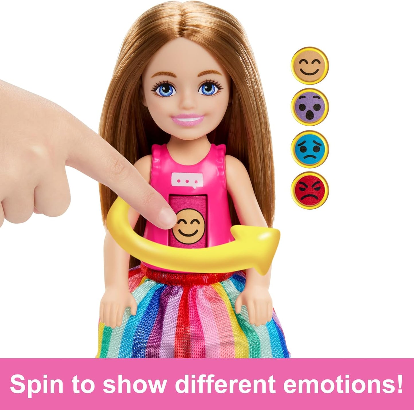 Barbie Therapist Doll Art Therapy Set, muñeca pequeña con camisa emoji giratoria y accesorios que incluyen mascota, piezas con temas artísticos, pegatinas y más, HRG48