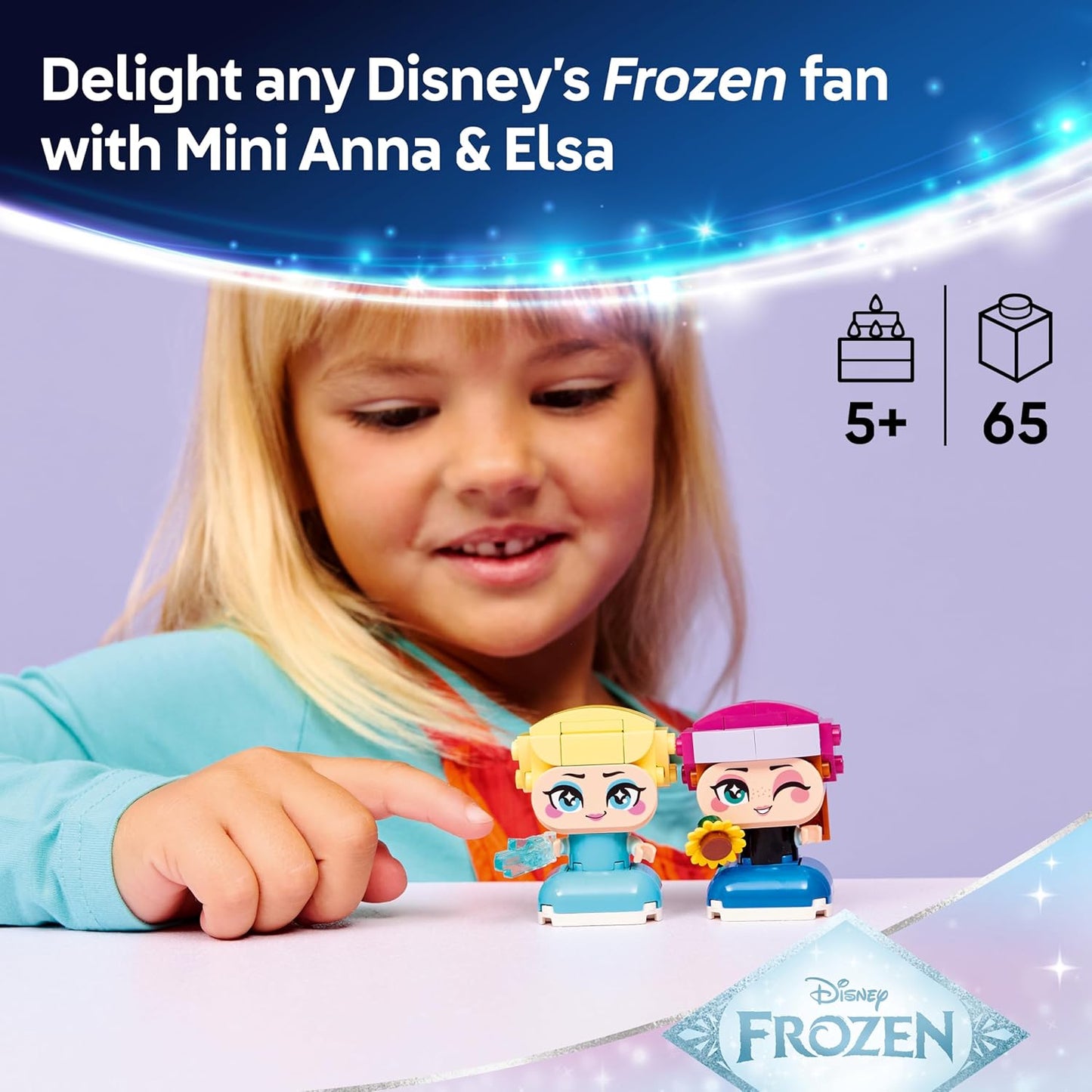 LEGO | Miniaturas da Anna e da Elsa de Frozen da Disney - Brinquedo de Princesa com 2 Mini Bonecas e Acessórios de Girassol e Raio de Gelo - Ótima Ideia de Presente para Meninas e Fãs a partir de 5 Anos - 43284