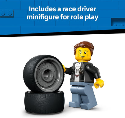 LEGO City Hot Rod - Carro de Corrida de Brinquedo com Minifigura de Piloto e Teto Dobrável - Conjunto de Construção para Desenvolvimento da Coordenação Motora Fina - Ideal para Presente de Aniversário para Meninos a partir de 5 Anos - 60485