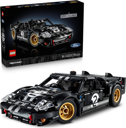 LEGO Technic 1966 Ford GT40 MKII Carro de Corrida - Kit de Modelo Colecionável para Adultos - Conjunto de Engenharia com Motor V8, Detalhes Incríveis e Pintura Exclusiva - Presente para Fãs de Automobilismo - 42223