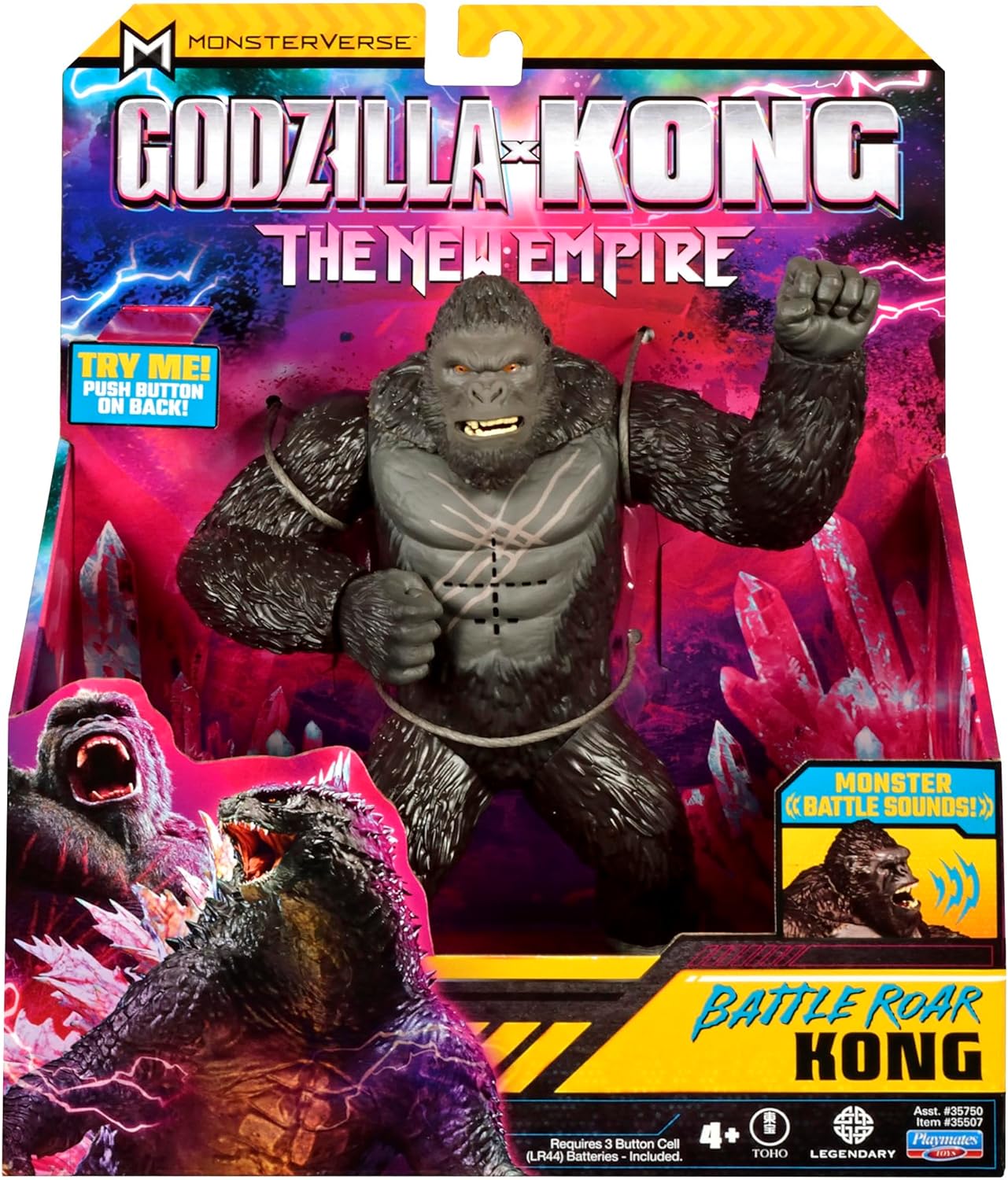 Godzilla x Kong: The New Empire, brinquedo autêntico de figura de ação Battle Roar Kong de 7 polegadas, personagem icônico do filme colecionável em embalagem exclusiva de edição limitada, brinquedo adequado para maiores de 4 anos