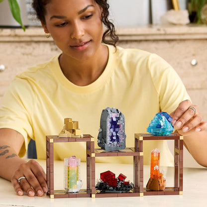 LEGO Conjunto de Construção Ideas Coleção de Minerais para Adultos - Modelo de Exibição com Elementos de Cristal, incluindo Ametista, Fluorita e Quartzo Tangerina, além de 3 Suportes - Ideia de Presente para Decoração de Casa - 21362