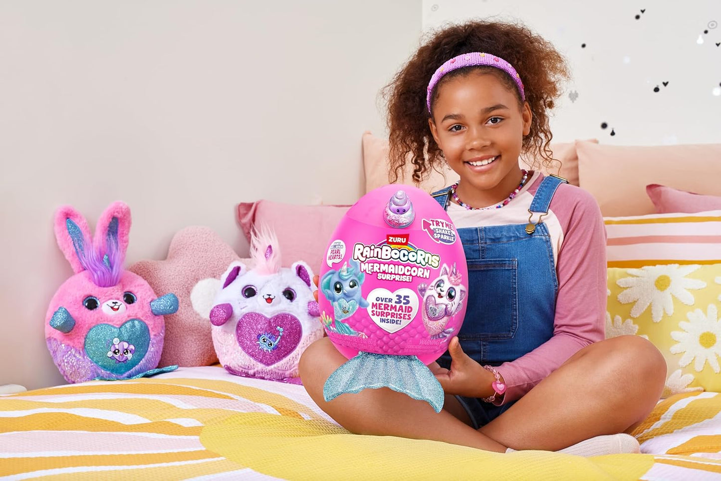 Rainbocorns Mermaidcorn Série 7 Sirena, a Cachorrinha - Pelúcia Colecionável - Surpresas de Sereia, Pelúcia de Aconchego, Adesivos (Cachorrinho)