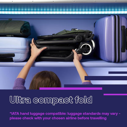 Bugaboo Butterfly, pequeno e leve, fácil de dobrar em 1 segundo, carrinho urbano ergonômico e extra espaçoso de bebê a criança, direção confortável, preto/verde floresta