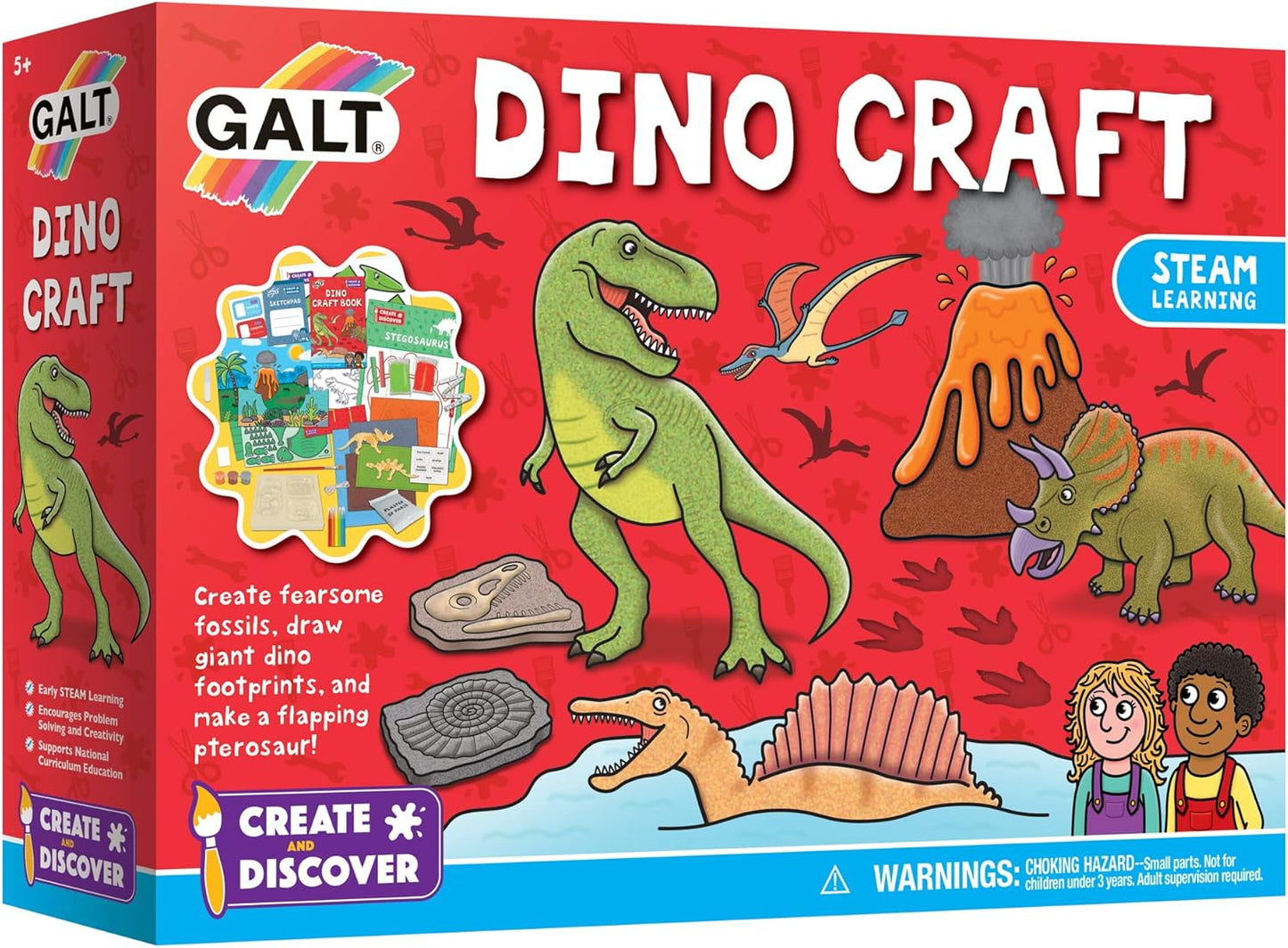 Galt Toys, Crie e Descubra - Dino Craft, Kits de Artesanato para Crianças a partir de 5 Anos