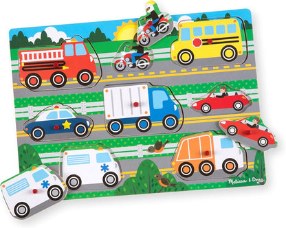 Melissa & Doug Brinquedos de madeira - Placas de fixação de animais de fazenda para crianças, brinquedos de aprendizagem para meninas e meninos de 2 anos, quebra-cabeças para crianças, presentes de madeira para crianças