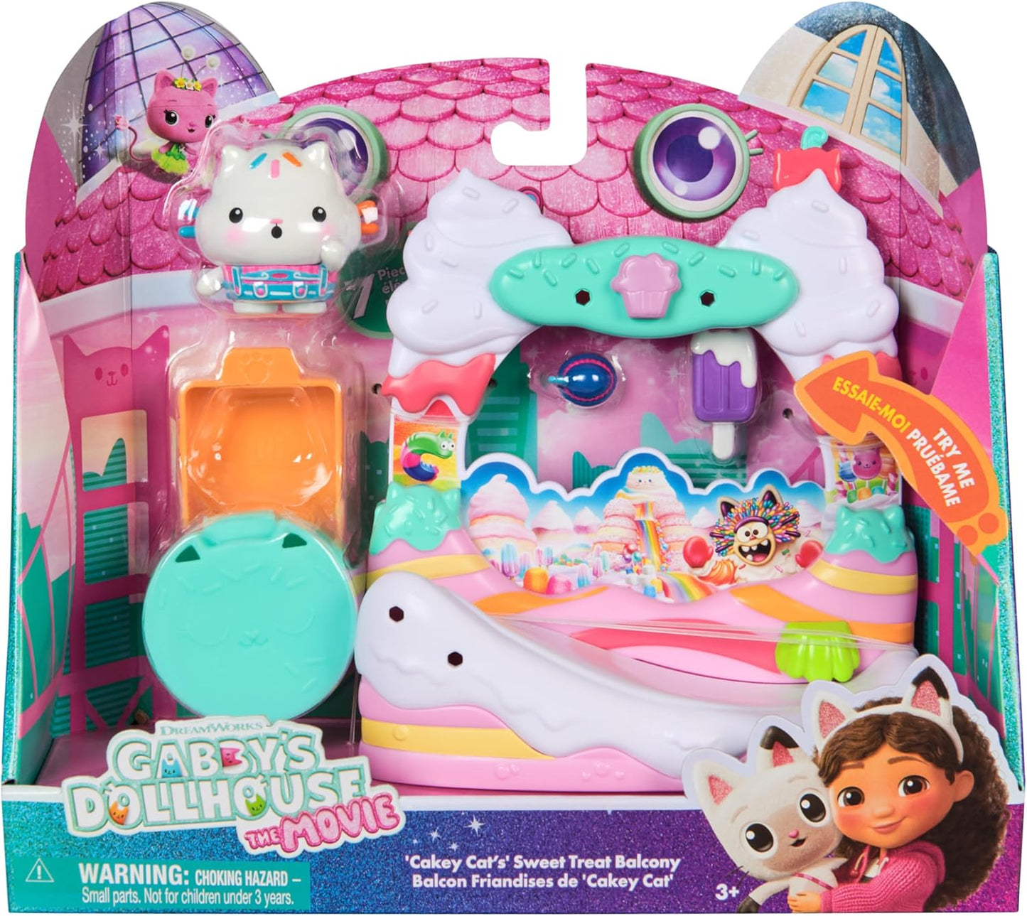 Gabby's Dollhouse: O Filme, Varanda Doce da Gatinha Cakey com Figura de Brinquedo e Acessórios para Casa de Bonecas, Brinquedos Infantis para Meninas e Meninos a partir de 3 Anos