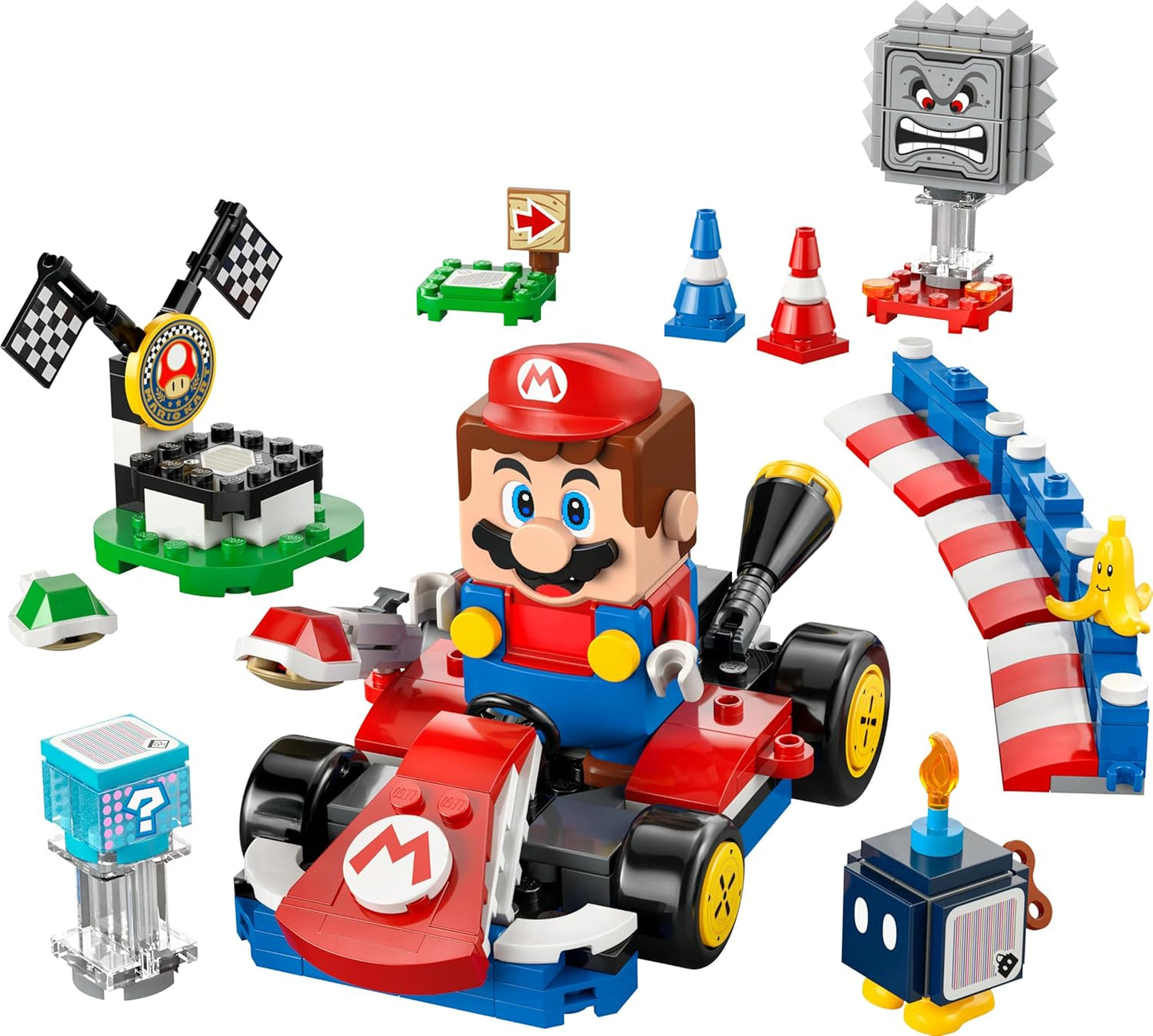 LEGO Mario Kart – Mario Interativo e Kart Padrão - Pista de Corrida de Brinquedo com um Carro, 3 Figuras, um Pódio e Barreiras - Presente para Jogadores a partir de 7 Anos - 72043