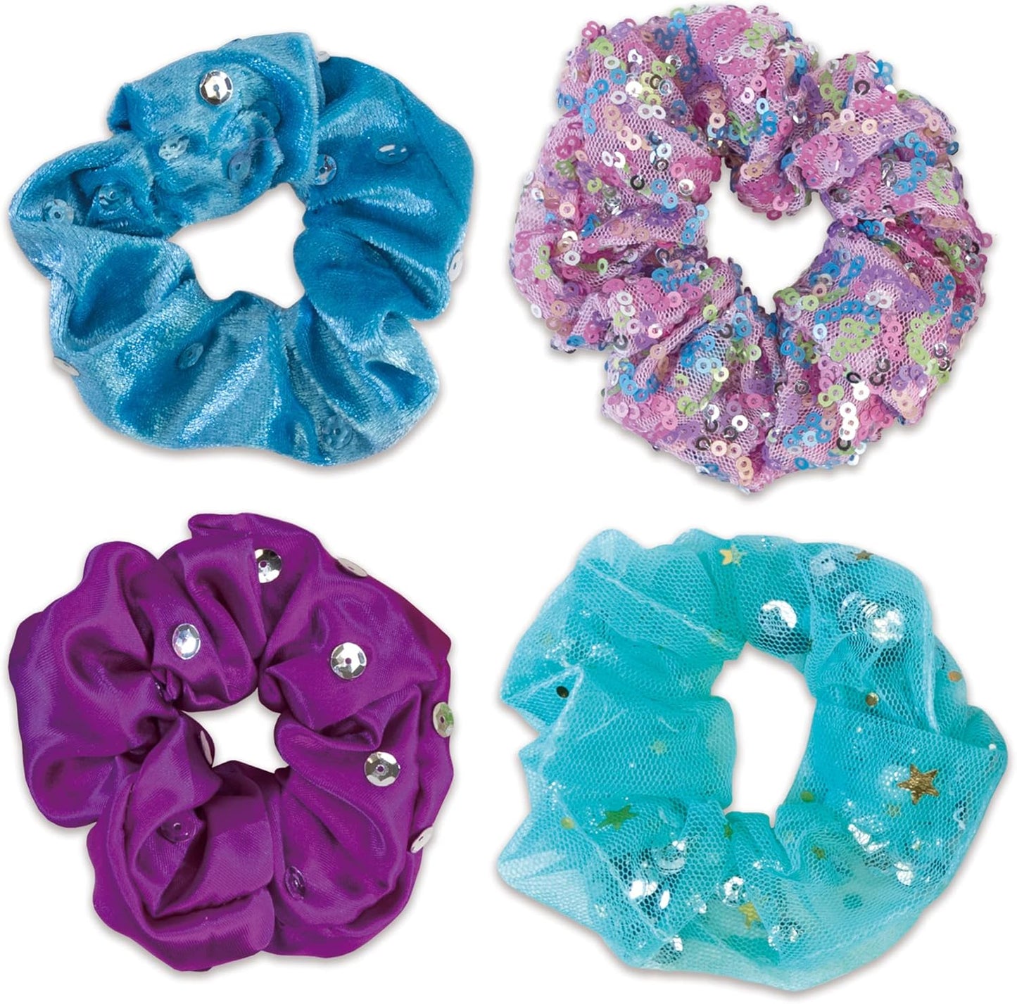 Galt Toys, Fab Hair, Hair Chalk Kit and Extensions for Children, Ages 6 Years Plus, Galt Toys, Sparkly Scrunchies, Craft Kits for Kids, Ages 5 Years Plus, Silver,White