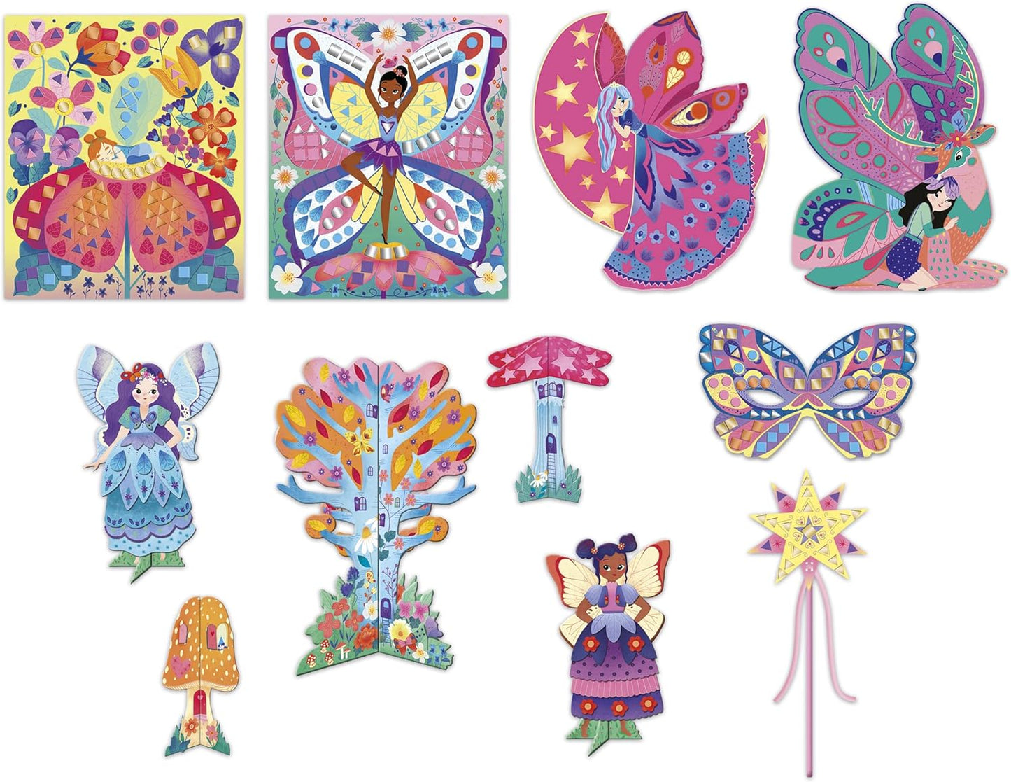 Janod - Conjunto Multiatividades - Tema Fada - 11 Realizações - Kit de Lazer Criativo Infantil - Destreza e Concentração - A partir de 5 anos - J09175