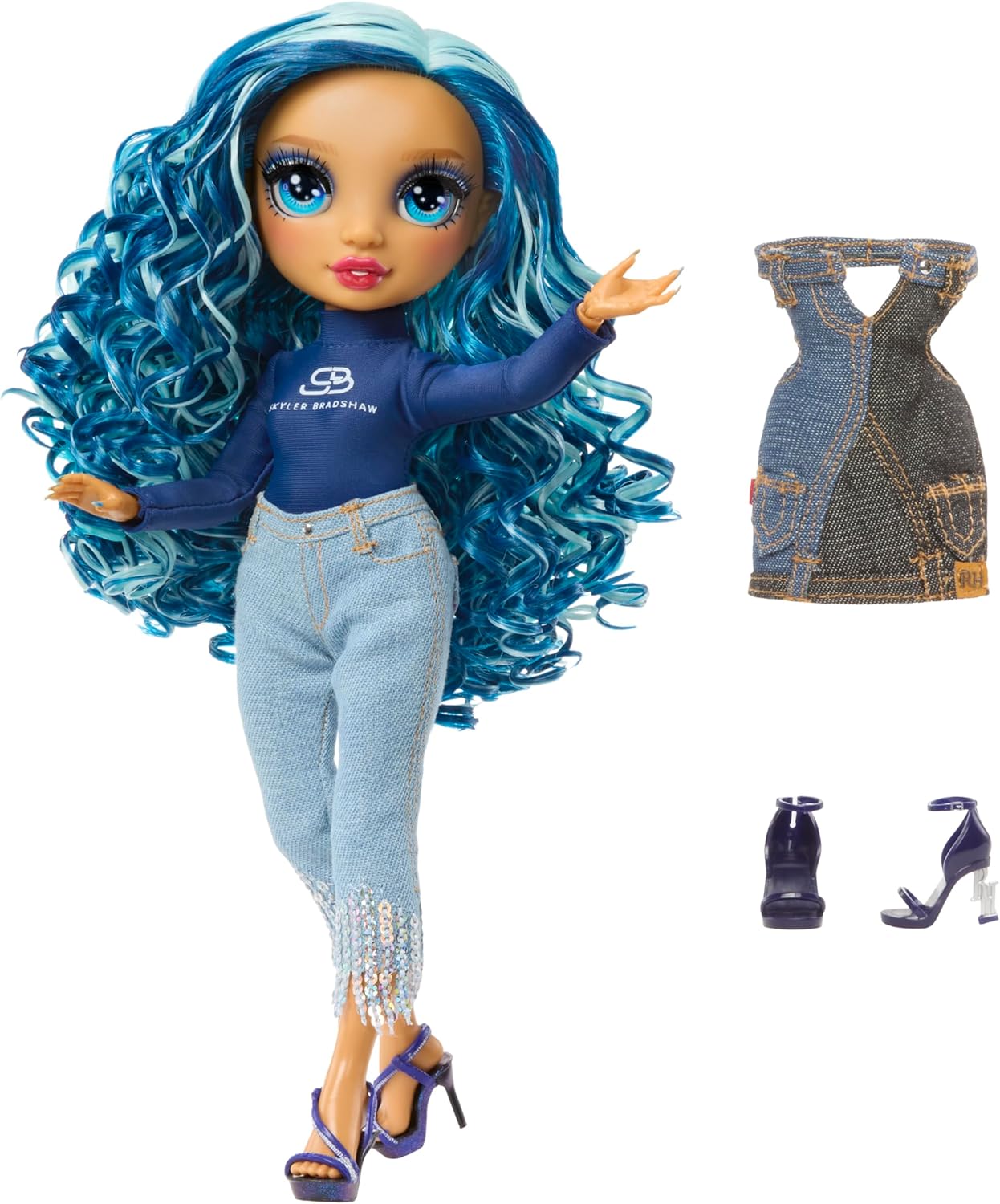 Rainbow High Style Icons Skyler - Boneca Fashion de 28cm com Cabelo Longo e Penteável, Acompanha um Segundo Conjunto Combinando e um Segundo Par de Sapatos, Flexível com 13 Pontos de Articulação.