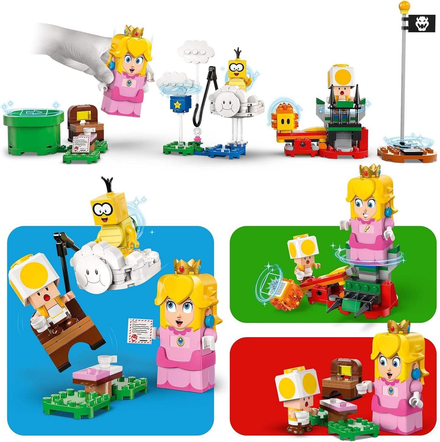 LEGO Super Mario Adventures com pêssego interativo, conjunto de brinquedos de princesa para crianças, figura de sapo amarelo, presente Nintendo para meninas, meninos e jogadores de 6 anos ou mais,