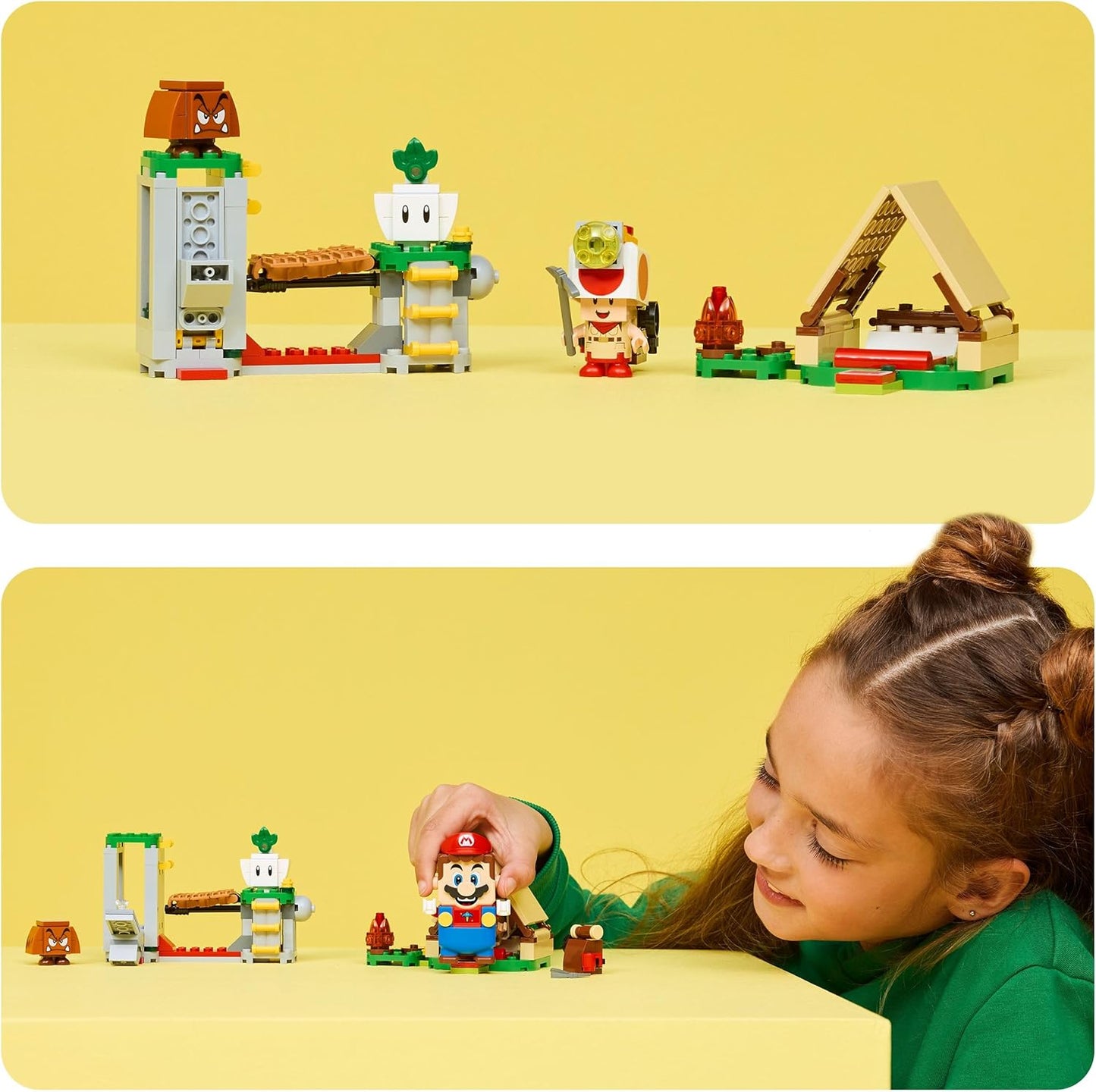 LEGO Super Mario Acampamento do Capitão Toad - Brinquedo interativo com 3 figuras, incluindo um Goomba, além de uma barraca e uma ponte que desaba - Presente para gamers a partir de 6 anos - 72040