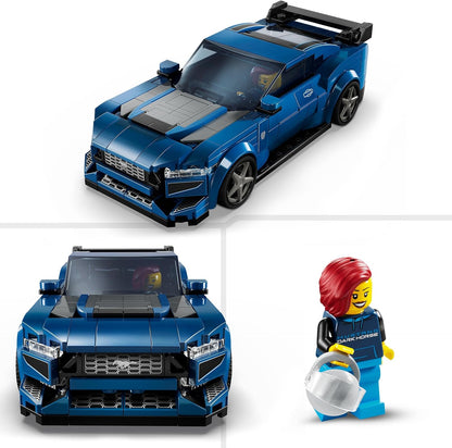 LEGO Speed Champions Ford Mustang Dark Horse Carro esportivo veículo de brinquedo para meninos e meninas de 9 anos ou mais, conjunto de modelo edificável com minifigura de motorista, decoração de quarto infantil, ideia de presente de aniversário 76920