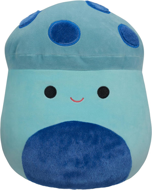 Squishmallows Original 16 polegadas-Ankur The Teal Mushroom com manchas azuis difusas e barriga