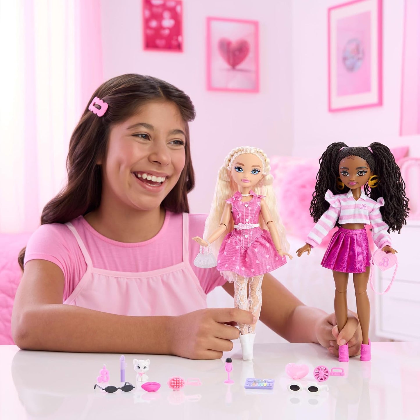 Barbie Dream Besties Brooklyn - Boneca Fashion e Acessórios, Articulada, com Cabelo Castanho e Peças de Brinquedo com Tema de Dança, JKP51