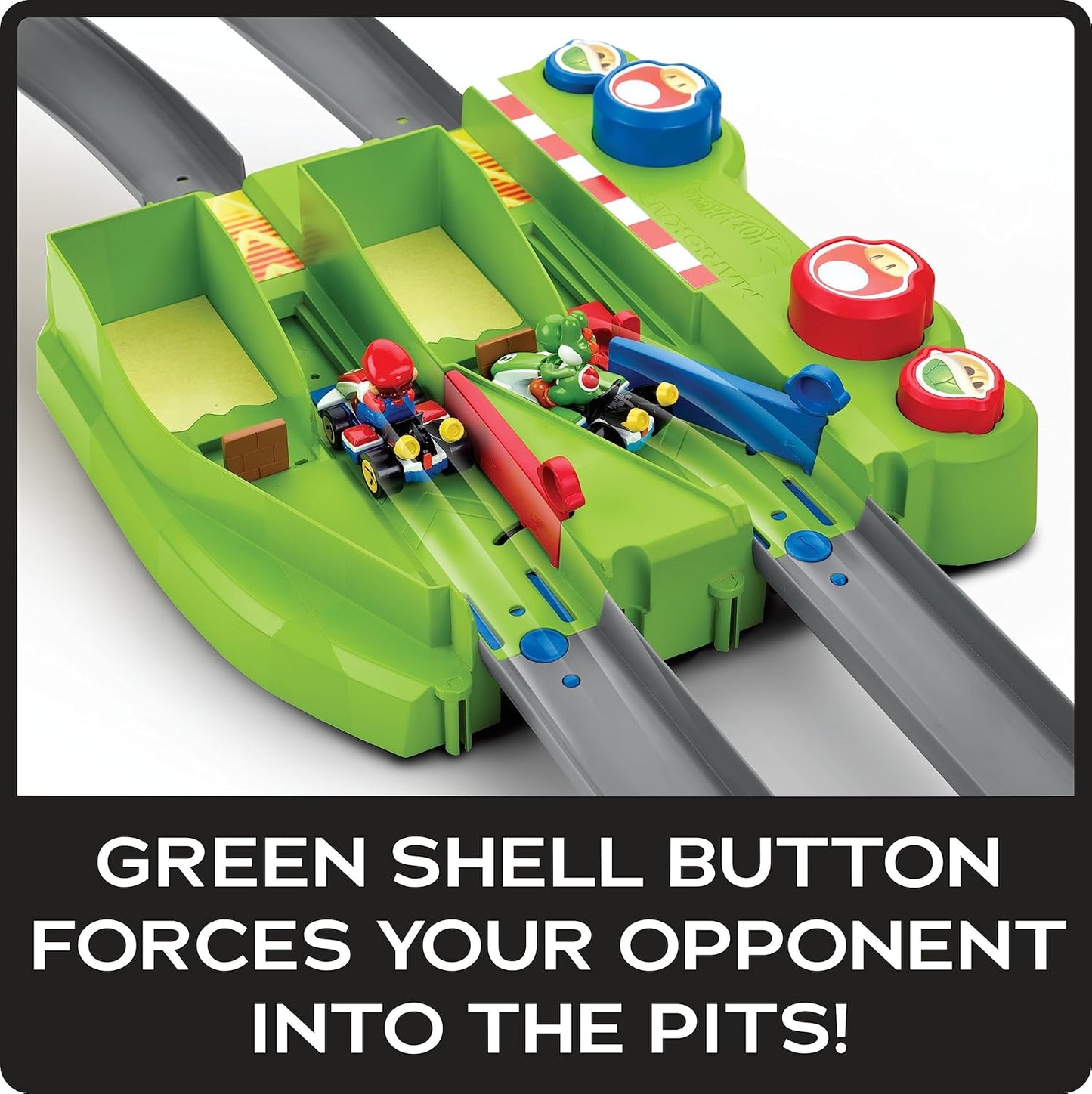 Conjunto de Pista Hot Wheels Mario Kart Circuit com Réplicas de Kart em Escala 1:64 em Metal Fundido, para Crianças a partir de 18 Anos, HFY15, Verde