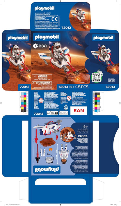 Playmobil Space ESA Planador Espacial e Astronauta – Veículo voador com função de disparo e braço de garra, exploração espacial no quarto das crianças, conjunto de brinquedo, diversão para crianças a partir de 4 anos, 72013