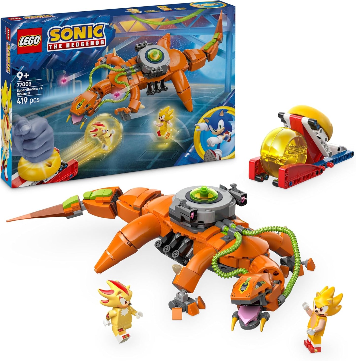 LEGO Conjunto Sonic the Hedgehog Super Shadow vs. Biolizard, brinquedo de construção inclui 3 personagens de videogame e uma esmeralda do caos, presentes para jogadores, meninos e meninas a partir de 9 anos
