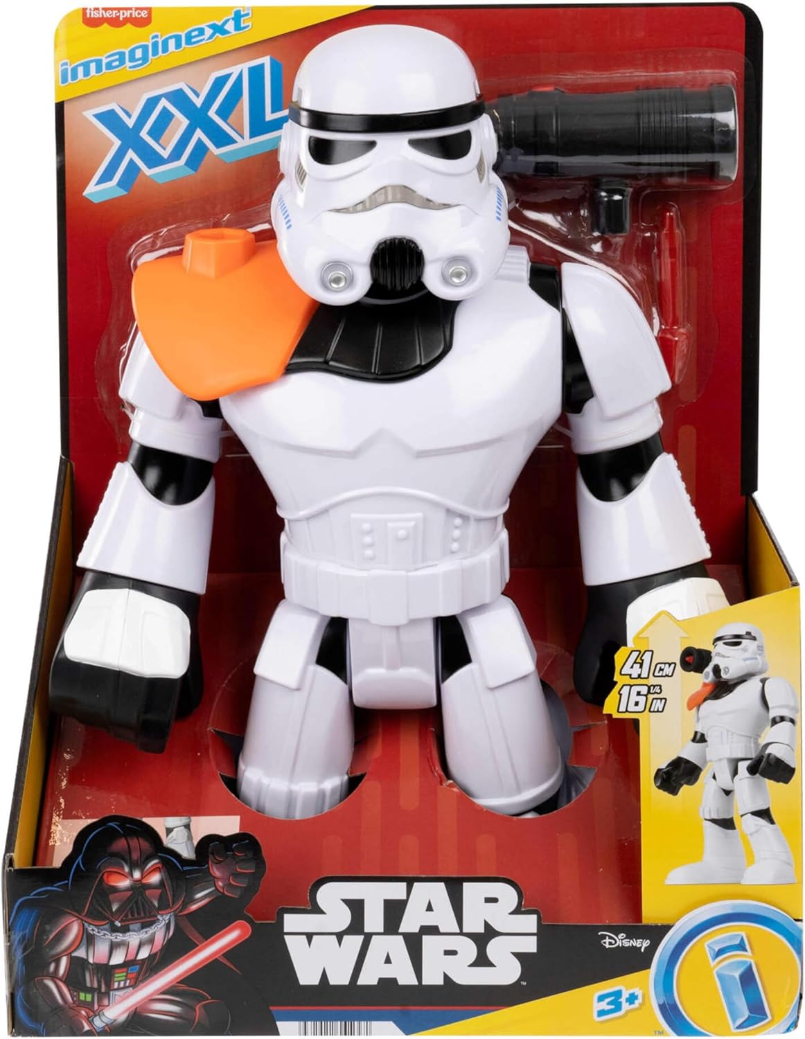 Figura de brinquedo Fisher-Price Imaginext STAR WARS Stormtrooper XXL, personagem articulado com mais de 40 cm de altura e lançador, para crianças a partir de 3 anos, HXG53