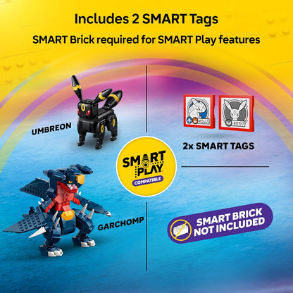 LEGO Pokémon SMART Play: Batalha de Campeonato Umbreon vs. Garchomp – Conjunto de Brinquedo Interativo Compatível, Inclui 2 Tags SMART e 2 Figuras Pokémon – Ideia de Presente para Meninos e Meninas a partir de 10 Anos – 72165