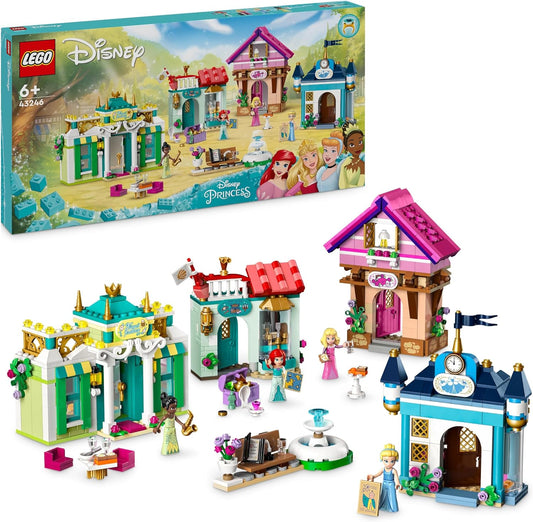 LEGO ǀ Disney Princess: Aventura en el Mercado de las Princesas Disney, Juguete para construir para niños pequeños, niñas y niños con minimuñecas de Tiana, Aurora, Ariel y Cenicienta y 4 casas, Idea de regalo imaginativa 43246