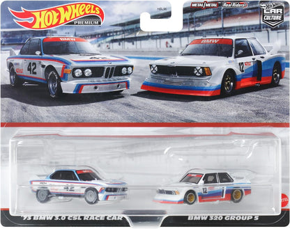 Hot Wheels Premium Car Culture 2 pacotes de veículos em escala 1:64, pares exclusivos, pneus reais para pilotos, chassi de metal/metal, brinquedo para colecionadores, HKF55