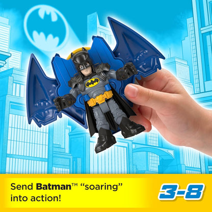 Imaginext DC Super Friends Batman Brinquedos, Pacote Familiar para Crianças em Idade Pré-escolar com 5 Figuras Articuladas e 7 Acessórios para Brincar de Faz-Tudo, HML03, Multicolorido