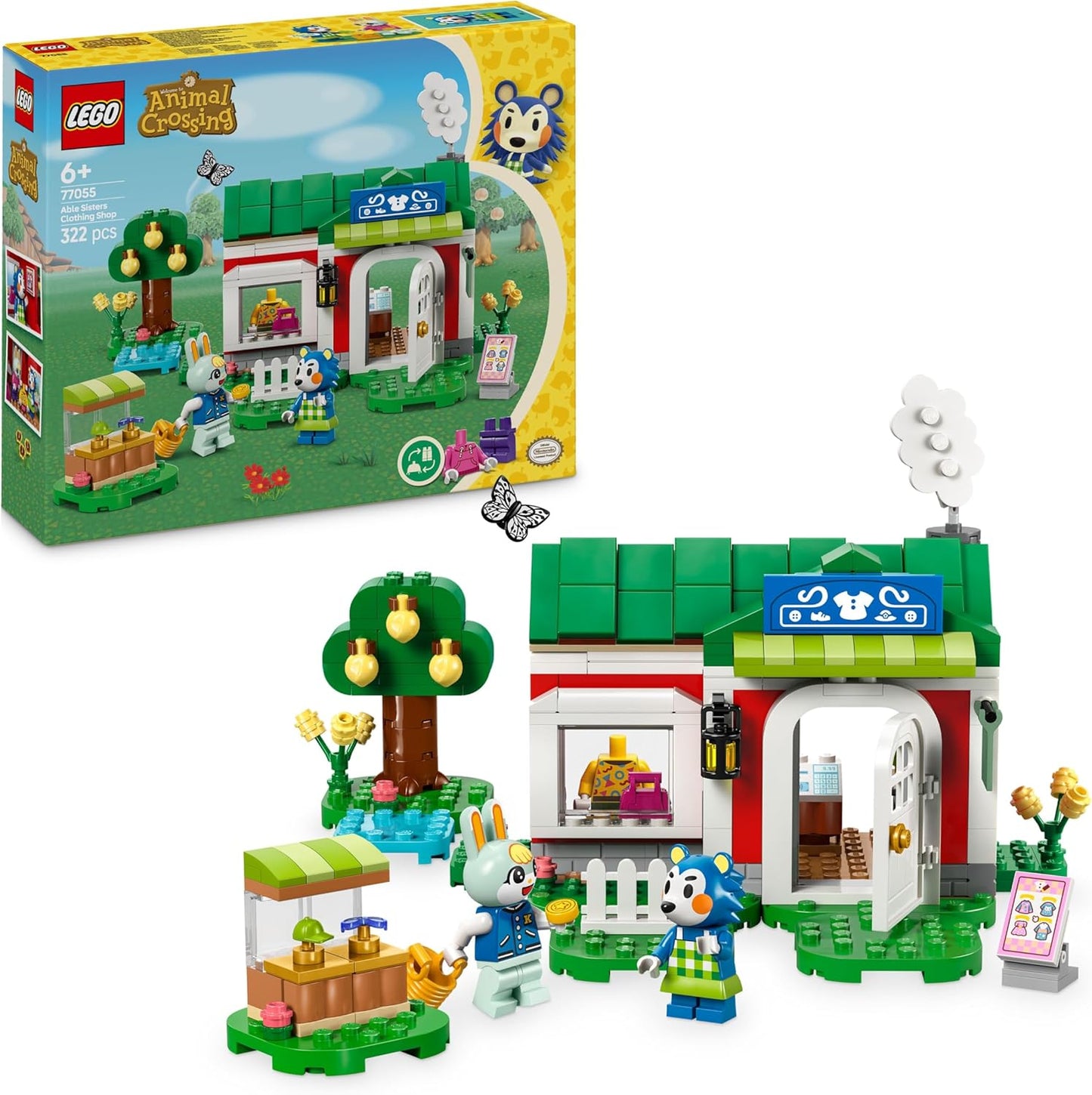 LEGO Animal Crossing Able Sisters Clothing Shop Playset, conjunto de brinquedos de construção com 2 personagens para inspirar dramatizações criativas, presente de aniversário para meninas, meninos e jogadores de 6 anos ou mais