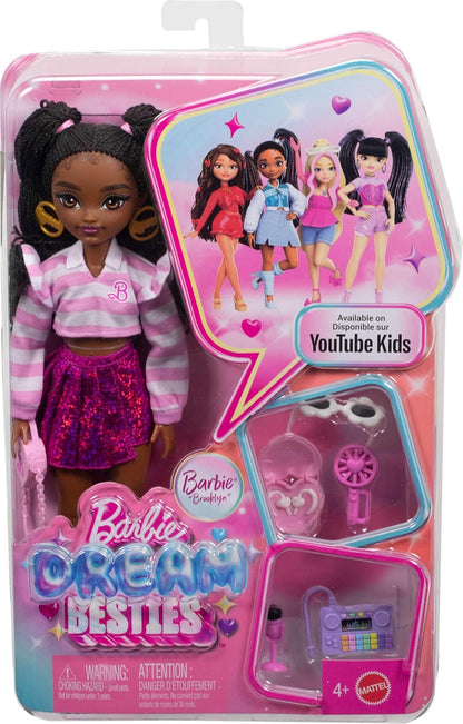 Barbie Dream Besties Brooklyn - Boneca Fashion e Acessórios, Articulada, com Cabelo Castanho e Peças de Brinquedo com Tema de Dança, JKP51