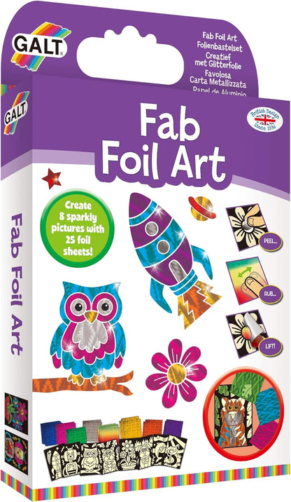 Galt Toys, Fab Foil Art, Kit de artesanato para crianças, a partir de 6 anos e brinquedos, Galt Fab Foil Art, kits de artesanato criativo para crianças e conjunto de atividades divertidas de arte em folha para crianças, meninas e meninos.