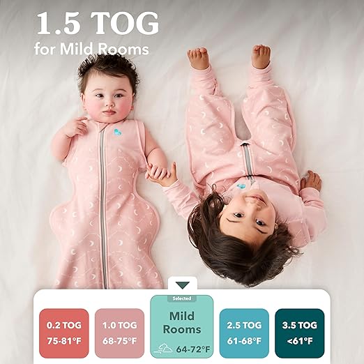 Love To Dream Swaddle Up Transition, tamanho Médio (6-8,5 kg), Branco North Star, Ajuste Perfeito, Abas Removíveis com Zíper, 1,5 Tog, Adequado para Temperaturas Amenas (18-22°C), Lavável à Máquina e com Zíper Duplo para Facilitar a Troca de Fraldas