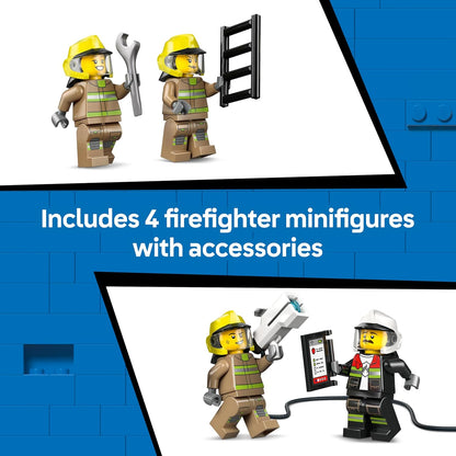 LEGO City Caminhão de Bombeiros do Aeroporto - Kit de Modelo de Veículo de Emergência com 4 Minifiguras de Bombeiros - Ideia de Presente de Aniversário para Meninos a partir de 7 Anos e Fãs de Engenharia - 60499