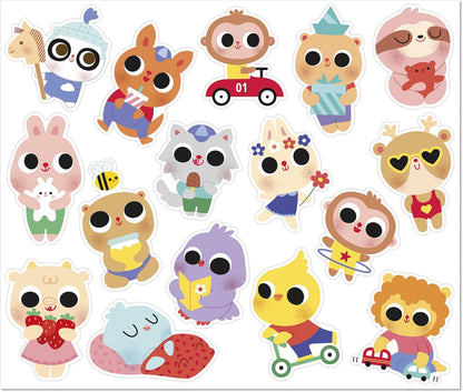 Janod - Pacote de 100 adesivos grandes - Idéal dès 18 mois - Pochette Stickers Autocollants - Bébés Animaux - Loisir Créatif Enfant - Apprentissage Motricité Fine et Concentration - J09193