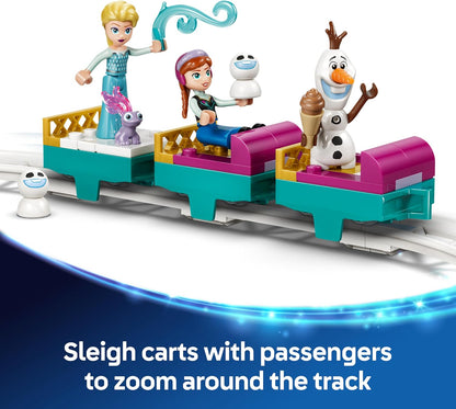 LEGO | Castelo de Gelo e Passeio na Neve da Elsa de Frozen da Disney - Inclui Mini Bonecas da Anna e da Elsa, Figura do Olaf, Trilho de Trem e Carrinhos de Neve - Presente para Meninas a partir de 4 Anos - 43281