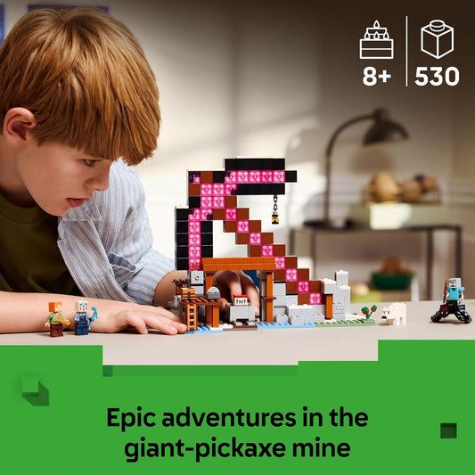 LEGO Minecraft The Pickaxe Mine - Brinquedo de Construção Interativo - Incluindo as Figuras de Jóquei Alex, Miner e Aranha Perdida - Decoração para Quarto de Jogador - Presente Colecionável para Meninos e Meninas a partir de 8 Anos - 21277