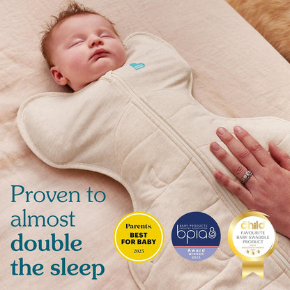 Love To Dream™ Swaddle UP™, Médio (6-8,5 kg) - Aveia, Ajuste Perfeito, Favorece uma Rotina de Sono Saudável, 3,5 Tog para Temperaturas Frias (14-16°C), Algodão Elástico Acolchoado Lavável à Máquina,