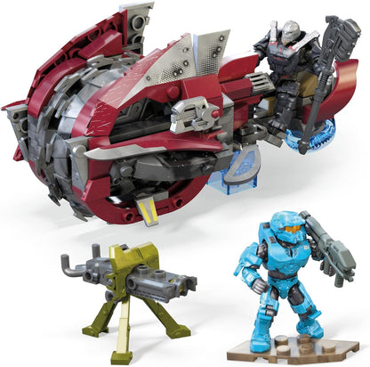 MEGA Conjuntos de Montagem de Veículo Halo Infinite – Moto Chopper Takedown com 2 Microfiguras de Ação Articuladas e Colecionáveis e Acessórios