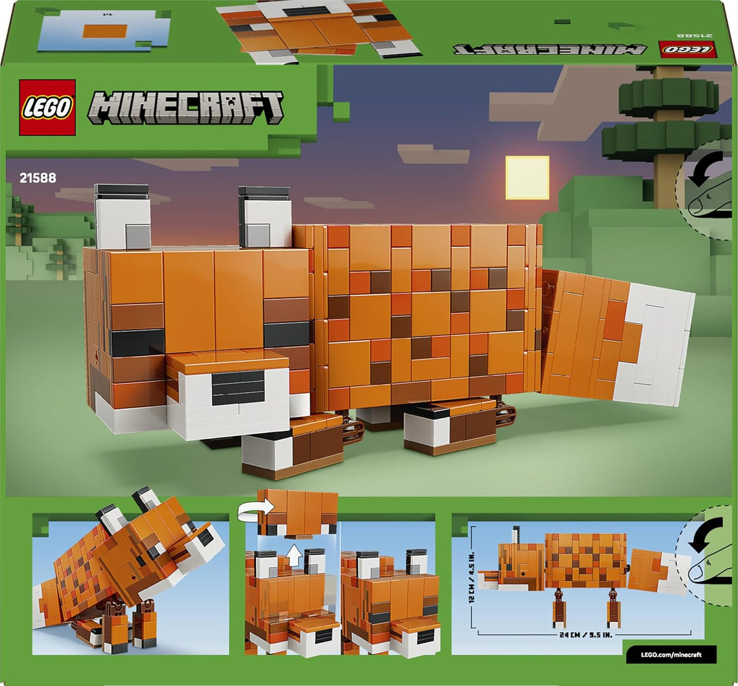 LEGO Minecraft Raposa de Brinquedo - Quebra-cabeça 3D com Acessórios - Decoração DIY para Quarto ou Sala de Jogos - Ideia de Presente de Aniversário para Meninos, Meninas e Fãs a partir de 10 Anos - 21588