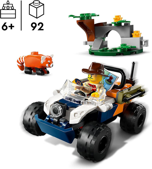 LEGO Brinquedo de construção de veículo de missão City Jungle Explorer ATV Red Panda para crianças, meninos e meninas de mais de 6 anos, jipe de aventura off-road com minifigura e figura de animal, ideia de presente 60424