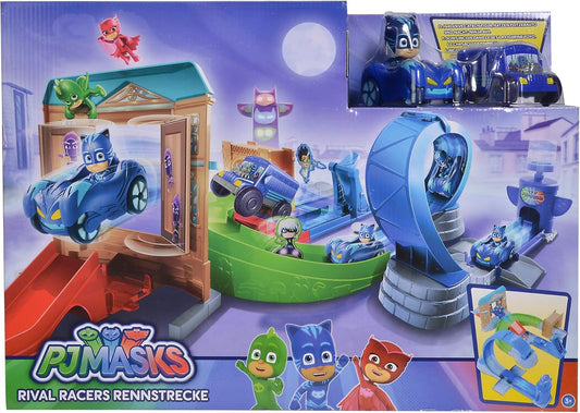PJ Masks Pista de Corrida Rival Racers Simba 109402229 com Looping, incluindo Catboy e seu Cat-Carro, o Ônibus Ninja e 25 peças de pista.