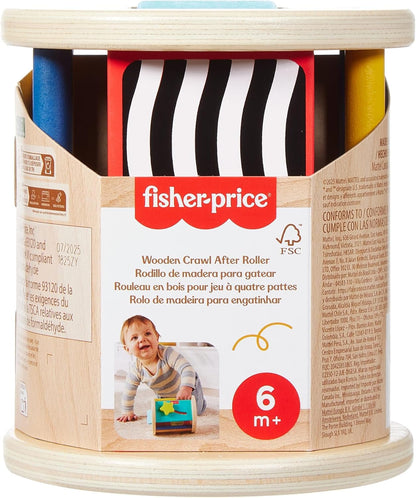 Fisher-Price Brinquedo de madeira para bebês: engatinhar atrás de um rolo para desenvolver habilidades sensoriais e motoras em bebês a partir de 6 meses de idade, JKH17