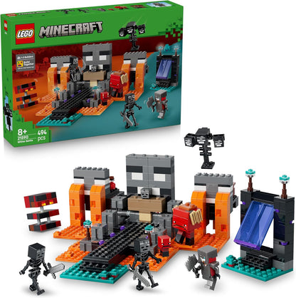 LEGO Minecraft Batalha Wither - Brinquedo Interativo com Guerreiro Carmesim, Andarilho, Cubo de Magma e 2 Figuras de Esqueletos Wither - Presente para Jogadores a partir de 8 Anos - 21590