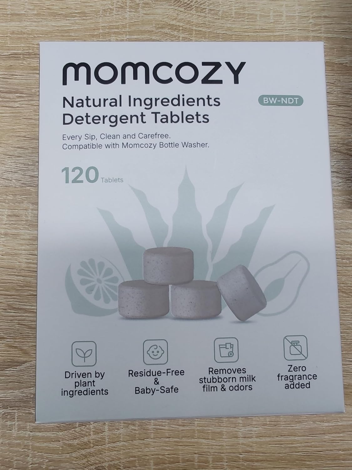 Momcozy Bloco de Lavagem Oficial para Lavadora de Mamadeiras KleanPal Pro, 120 Pastilhas de Detergente para Limpeza de Mamadeiras, Peças de Bombas de Leite Materno e Acessórios de Alimentação. Não Precisa Enxaguar,